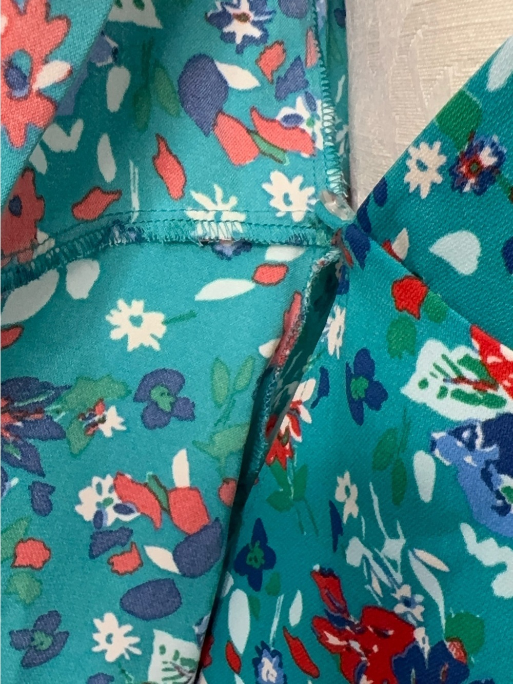J.Crew Factory Teal Floral Wrap Mini Dress Size Small - Picture 7 of 9